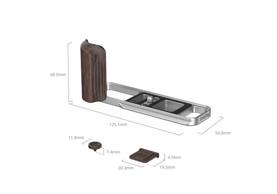 SMALLRIG 6236 L-Bracket com Punho de Madeira para Fujifilm X-E5 - Ebony/Prata