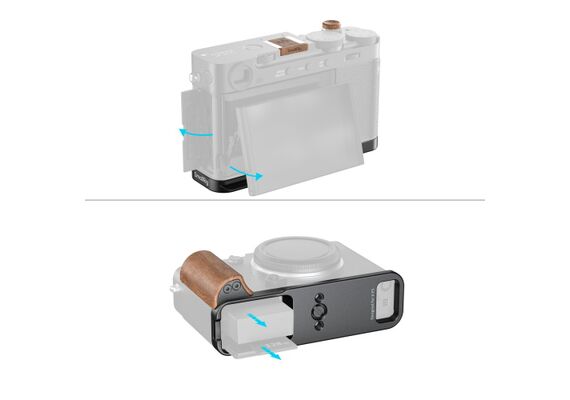 SMALLRIG 5985 L-Bracket com Punho de Madeira para Fujifilm X-E5 - Rosewood/Preto