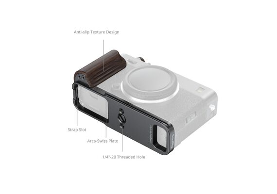SMALLRIG 6237 L-Bracket com Punho de Madeira para Fujifilm X-E5 - Ebony/Preto