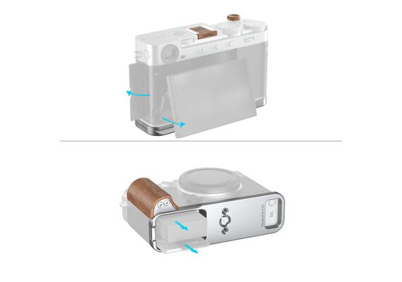 SMALLRIG 5984 L-Bracket com Punho de Madeira para Fujifilm X-E5 - Rosewood/Prata