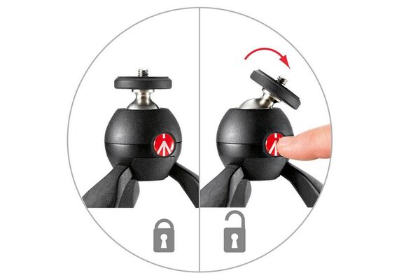 MANFROTTO Mini Tripé ou Punho  MTPIXI-B com Cabeça (Preto)