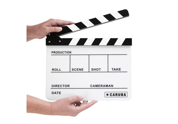 CARUBA Claquete de Cinema Profissional Director Branco 24.5x30cm